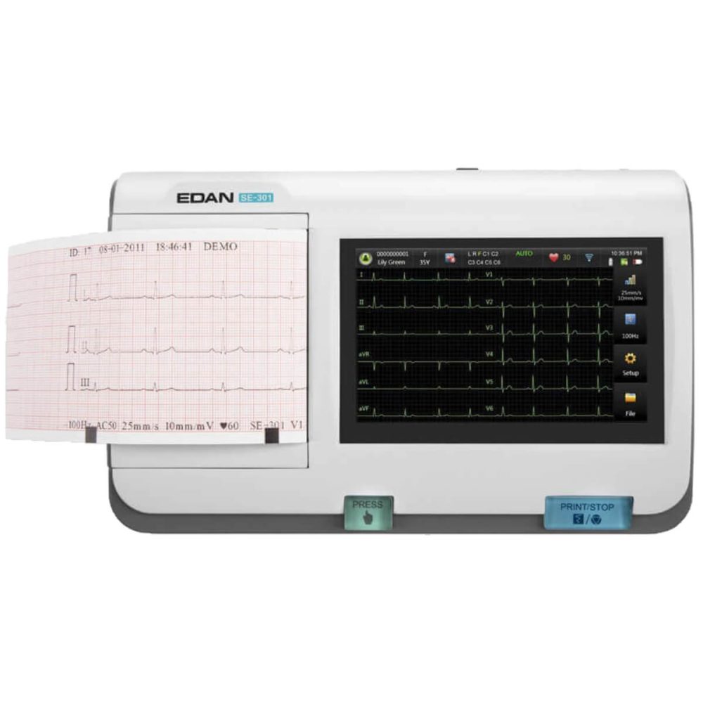 EDAN SE-301 EKG -  Dokunmatik Ekranlı Kompakt 3 Kanallı İstirahat EKG'si